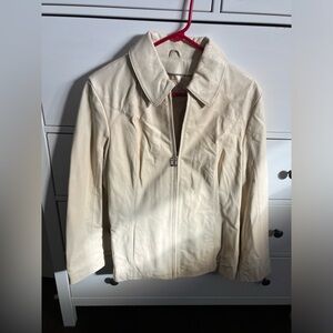 Wilsons Leather Cream Leather Zip-Front Jacket
